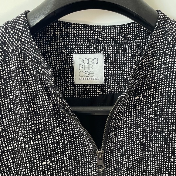 Paraphrase Black & White Zip Up Bomber Jacket M - Picture 3 of 5